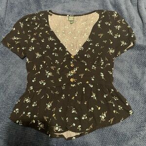 Wild Fable Black Floral Blouse